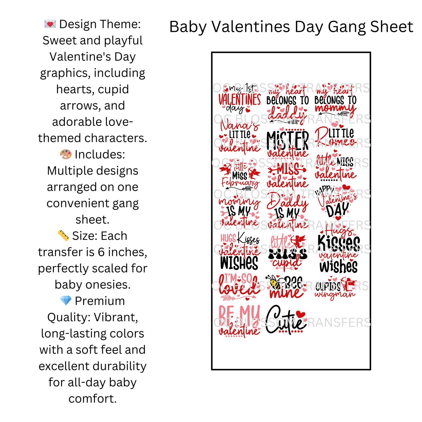 VALENTINE'S DAY BABY ONSIES DTF TRANSFER GANG SHEET